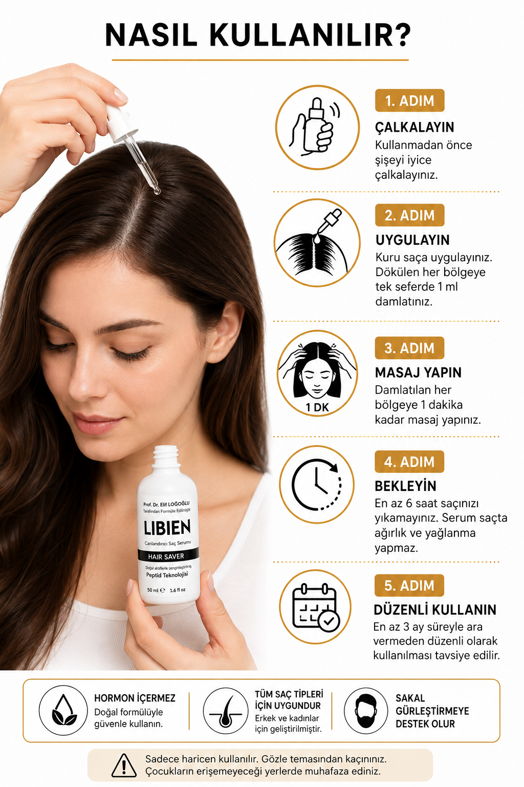 LIBIEN Saç Serumu 50 ML - Saç Dökülmesi Karşıtı Gürleştirici ve Hızlı Uzatma Serumu