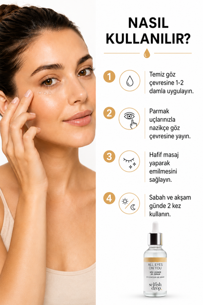Selfish Drop Göz Çevresi Serumu 20 ml Kafein ve Hyaluronik Asit İçeren Koyu Halka, Morluk, Şişlik ve Kırışıklık Karşıtı Jel Serum