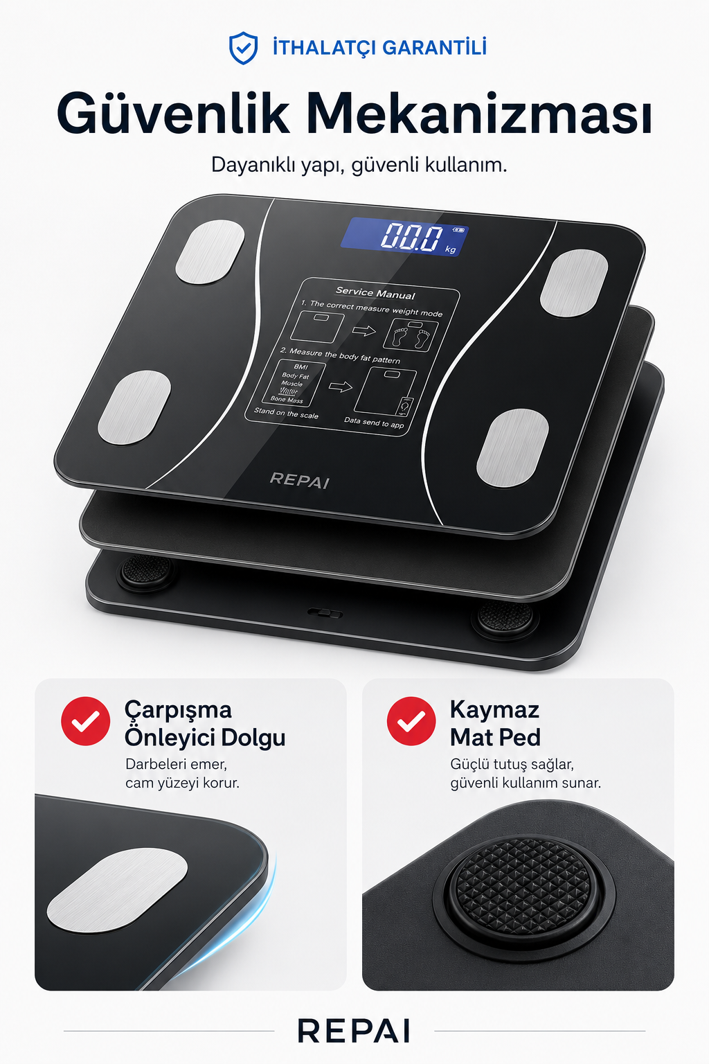 ProScale Bluetooth Akıllı Baskül Vücut Analizli Yağ Su Kas BMI BMR Ölçer Dijital Tartı